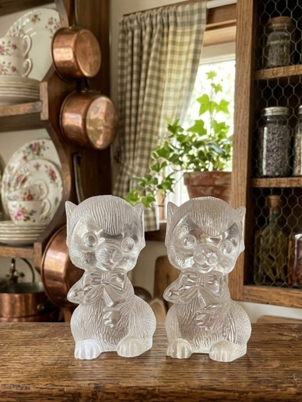 Vintage Mice Clear Plastic Lucite Salt & Pepper Shakers
